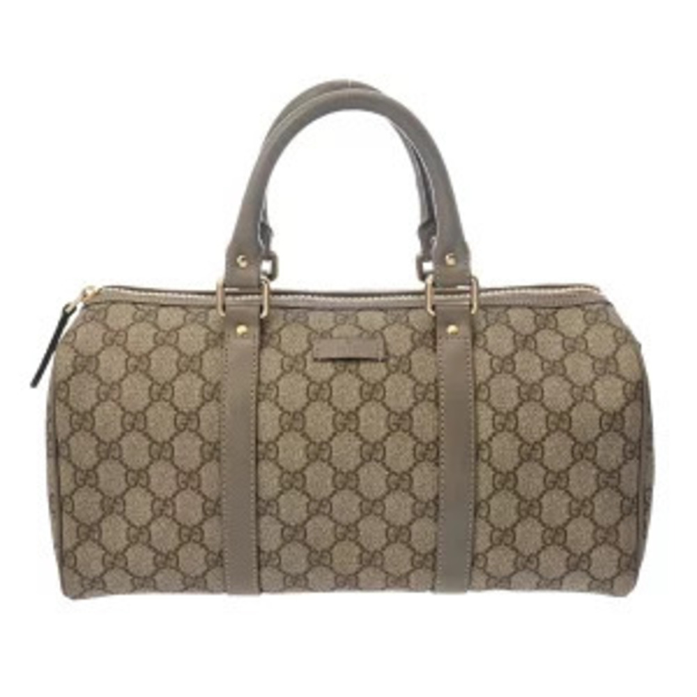 Gucci Boston Bag Beige Ebony GG Supreme Canvas Leather Handbag
